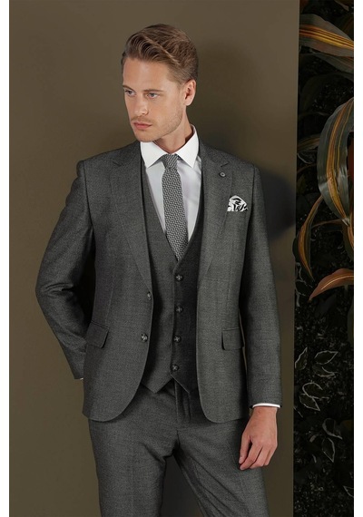 Efor Tk 876 Slim Fit Füme Klasik Takım Elbise Füme