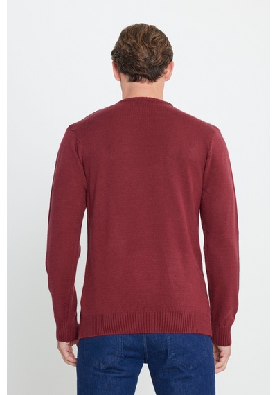 AC&Co / Altınyıldız Classics Erkek Bordo Laci Standart Fit Normal Kesim Bisiklet Yaka Petek Desenli Triko Bordo AC&Co / Altınyıldız Classics Erkek Bordo Laci Standart Fit Normal Kesim Bisiklet Yaka Petek Desenli Triko Bordo
