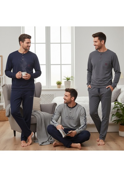 Bonbon Erkek Pamuklu Bohçalık Ve Çeyizlik 3 Adet 2'li Pijama Takımı Bb2480 Çok Renkli