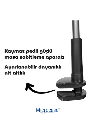 Microcase 360 Döner Başlıklı Masa Üstü Telefon Tutucu Katlanabilir Akrobat Telefon Standı - Al5726 Gri