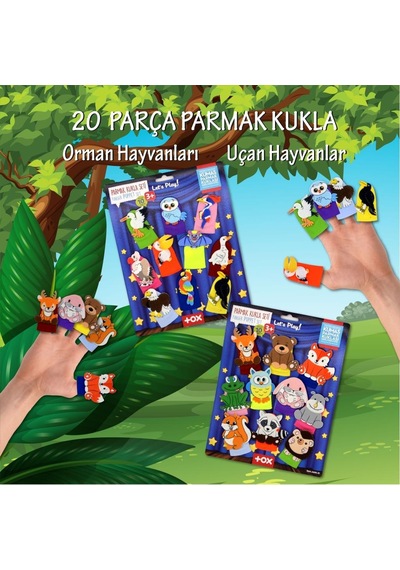 2 Set - 20 Parça Tox Orman ve Uçan Hayvanlar Parmak Kukla T218 T2