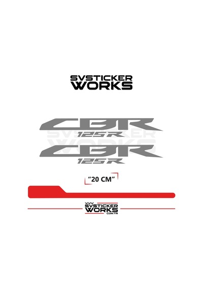 Honda Cbr 125r Sticker Uyumlu Yazı Yüksek Kalite Özel Kesim Folyo 2'li Set Gri