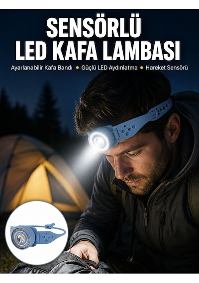Uzun Pil Ömürlü Kamp Ve Dağcılık Kafa Lambası Yeni Nesil - Lisinya Mavi