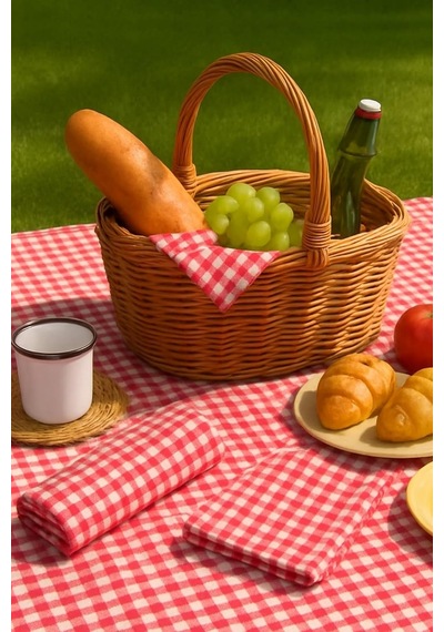 Lexroo 5li Piknik Seti, Piknik Masa Örtüsü 145x145cm Ve 4 Piknik Peçetesi 36x36cm Çok Renkli