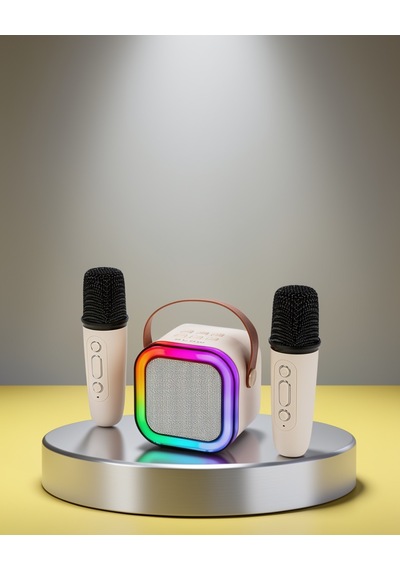 Led Işıklı Taşınabilir Karaoke Hoparlör Xucz2mikrofonluspeaker-3