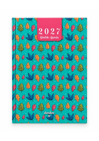 2027 Günlük Ajanda Yapraklar Yeşil Çok Renkli