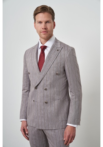 Morven Erkek Vizon Keten Trend Kruvaze Slim Fit Sivri Yaka Takım Elbise 25ys001002405 Vizon Morven Erkek Vizon Keten Trend Kruvaze Slim Fit Sivri Yaka Takım Elbise 25ys001002405 Vizon