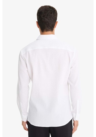 Defacto Modern Fit Polo Yaka Krinkıl Uzun Kollu Gömlek F1767ax25auwt34 Beyaz
