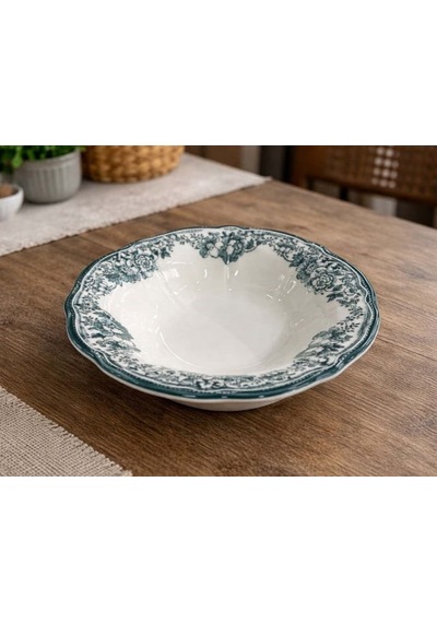 Porser Porselen Velour Green Fulya Bowl Kase 26cm Tekli Çok renkli