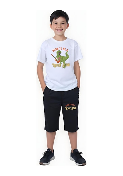 Summer Baskılı Erkek Çocuk Çift Cepli Kapri Alt-üst Takım Sarı
