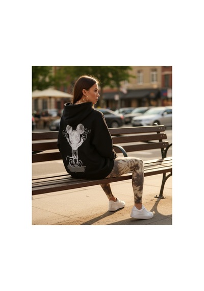 The Kadın Bol Kesim Sırttan Baskılı Oversize Hoody Sweatshirt - Modal Kışlık Kapüşonlu Siyah The Kadın Bol Kesim Sırttan Baskılı Oversize Hoody Sweatshirt - Modal Kışlık Kapüşonlu Siyah