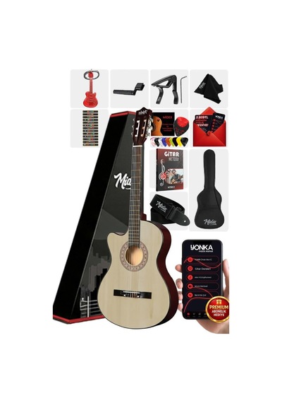 Midex Cg-396nt Solak Klasik Gitar Natural Renk Full Set Sap Ayarlı 4/4 Yetişkin Boy