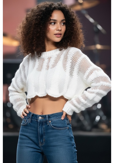 Fashion Cocktail Puffy File Örgü Yünlü Örme Transparan Mini Kısa Göbek Açık Bolero Tarzı Kombin Kazak Crop Ekru Fashion Cocktail Puffy File Örgü Yünlü Örme Transparan Mini Kısa Göbek Açık Bolero Tarzı Kombin Kazak Crop Ekru