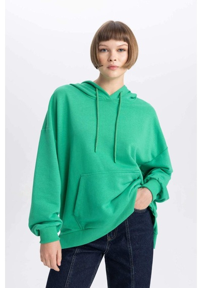 Defacto Oversize Geniş Kalıp Polo Yaka Sweatshirt B7834axnsgn48 Yeşil