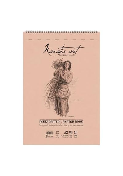A3 Eskiz Defteri, 90 G/m² İnce Grenli Kağıt, 40 Yaprak Spiralli Sketchbook, Kurşun Kalem, Kömür Ve Pastel Çizimler İçin Uygun, Kolay Silinebilir, Perforeli Sayfalar, Profesyonel Ve Öğrenci Kullanımı İ