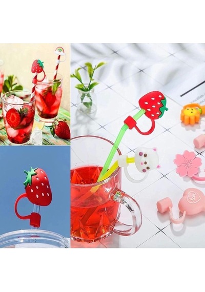 Yenigeldi Stnly Ile Uyumlu Değildir 4 Adet Toz Geçirmez Silikon Pipet Kapak Sevimli Yeniden Kullanılabilir .,çok Ren Diğer