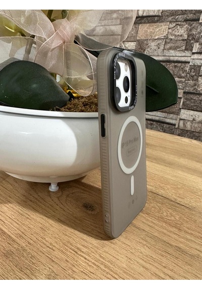 15 Promax Magsafe Destekli Darbe Korumalı Slikon Kılıf Gri