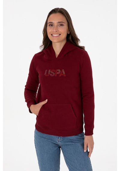 U.S. Polo Assn. Kadın Bordo Kapüşonlu Basic Sweatshirt 50307711-VR014