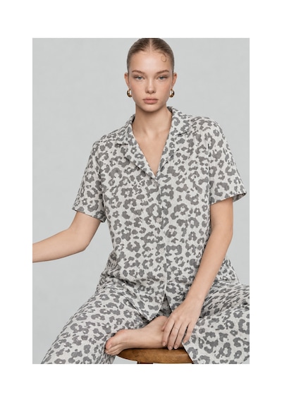 Fit Women Kadın Kısa Kollu Rahat Gri Pijama Takımı 4731