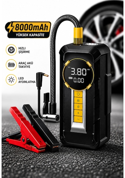 Akü Takviye Cihazı Araç Hava Kompresörü 1000a 150 Psı 8000 Mah