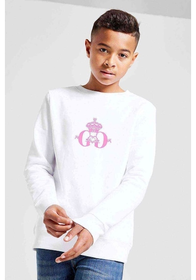 Tshirthane Generation Gg Logo Kpop Baskılı Unisex Çocuk Beyaz Sweatshirt Beyaz