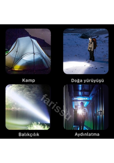 Rt-171 1000 Lümen 50w Şarjlı Led El Feneri 5 Modlu, Teleskopik Odaklamalı, Suya Dayanıklı Siyah