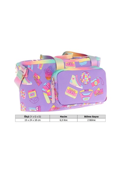 Kaukko Kids Thermo Isı Yalıtımlı Kız Çocuk Hobi Baskılı Mor Beslenme Çantası L7238 İki Bölmeli Pembe - Mor