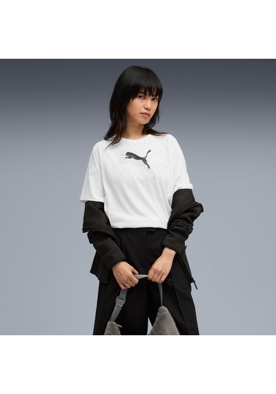 Puma Evostrıpe Graphic Tee Kadın Yetişkin T-shirt Beyaz