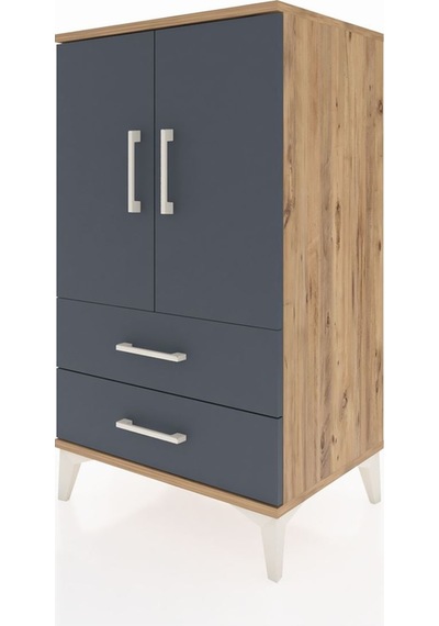Hyperion Komodin 2 Raflı 2 Çekmeceli 2 Kapaklı 60x44x106 Çam-... Çam