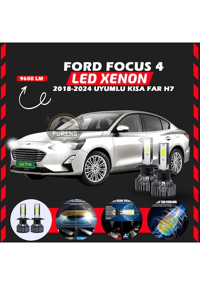 Ford Focus 4 2018-2024 Kısa Far Uyumlu Şimşek Etkili Led Xenon Pro Series H7