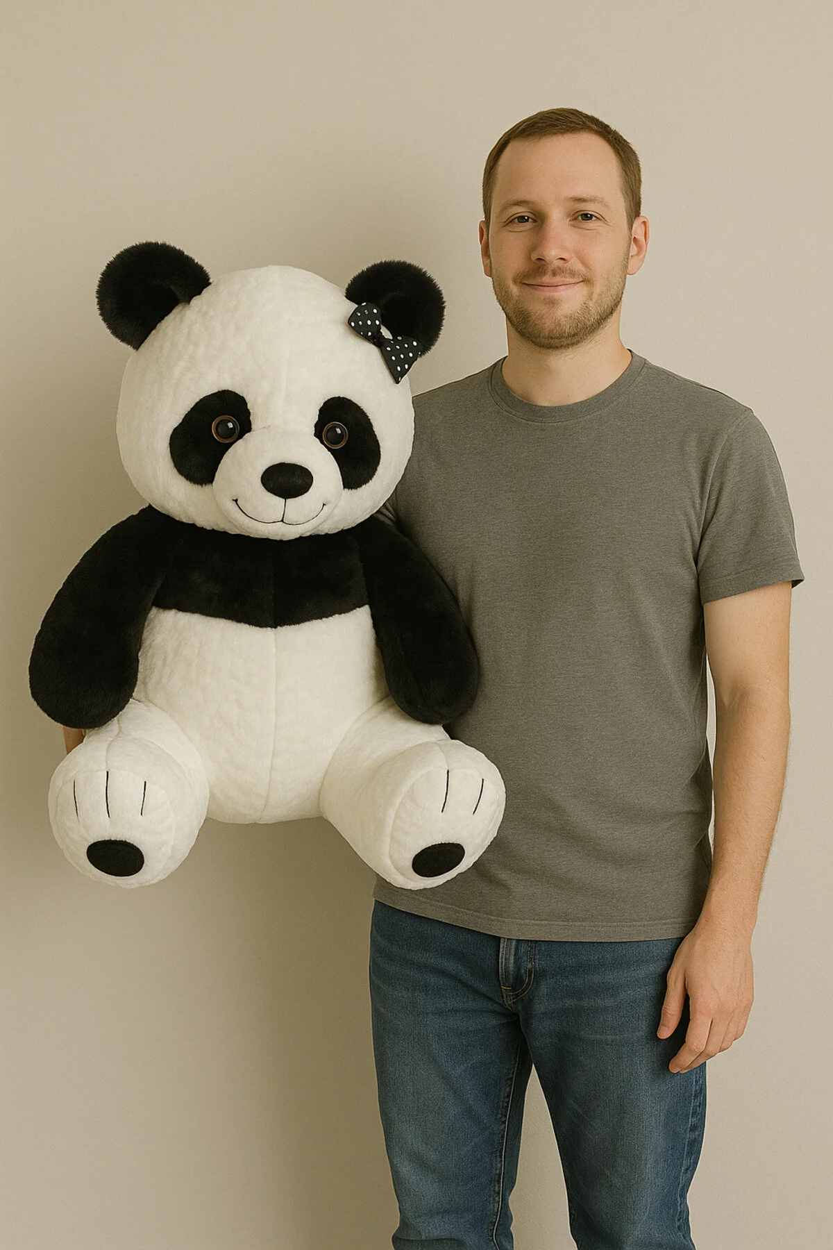 Panda Siyah 90 Cm Dev Boy Beyaz - Gri - Siyah