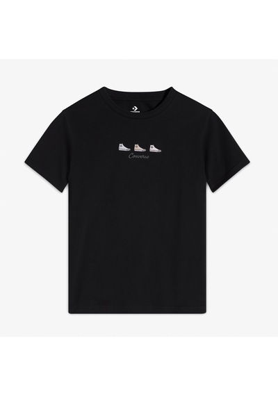 Converse High Tops Kadın Nakışlı Siyah T-shirt