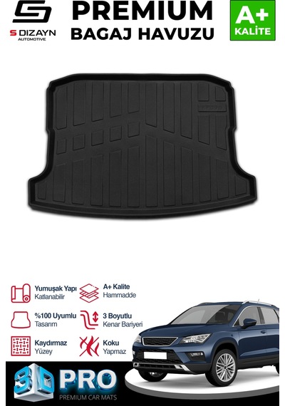 S-dizayn Seat Ateca 3d Pro Bagaj Havuzu 2016 Üzeri A+ Kalite