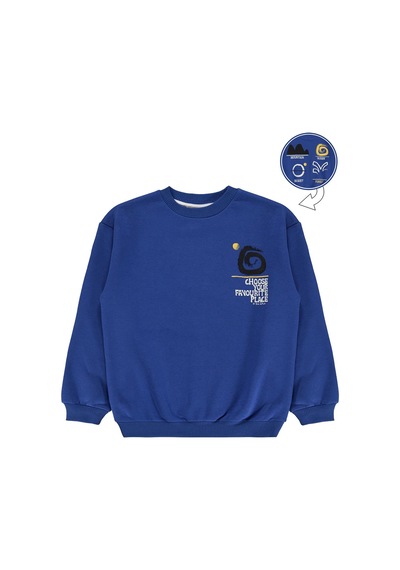 Silversun Kids Silversun Ocean Baskılı 8-13 Yaş Sweatshirt - Mavi Saks Mavisi