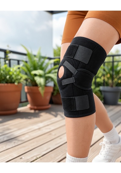 Dizliği Patella Destekli Ayarlanabilir Ligamentli Diz Koruyucu Siyah