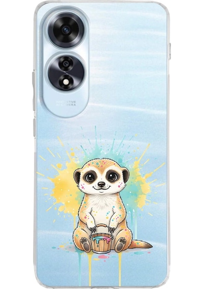 Oppo A60 İle Uyumlu Splash Mirket Tasarımlı Şeffaf Silikon Kılıf Şeffaf