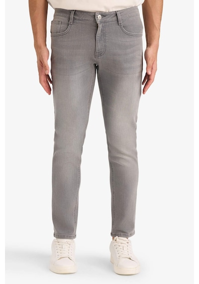 Defacto Pedro Slim Fit Dar Kalıp Normal Bel Dar Paça Cepli Jean Pantolon D0027AX24AU Gri