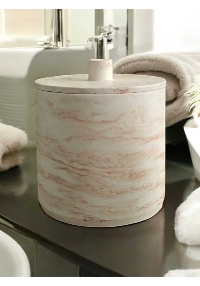 Bej Mermer Desen Beton Banyo Ve Mutfak Çöp Kovası ,4 Litre,aksesuar,dekorasyon Gri