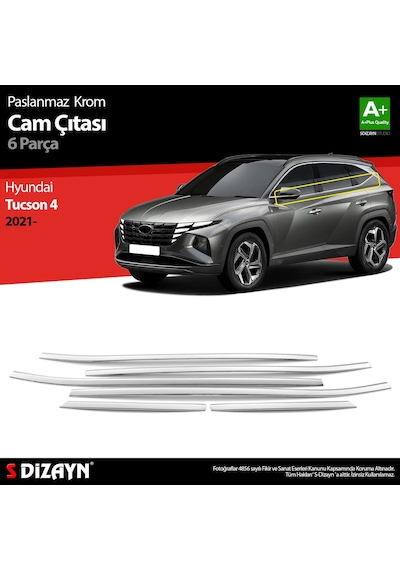 S-Dizayn Hyundai Tucson 4 Krom Cam Çıtası 6 Prç. 2020 Üzeri