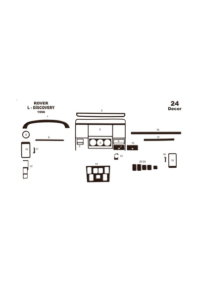 Land Rover Discovery Torpido Kaplama 1998-2004 24 Parça Koyu Meşe