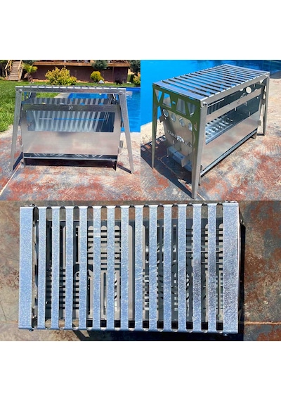 Kamp Ayısı Grillplate Katlanır Ateş Üstü Pişirme Ve Kamp Masası Gri