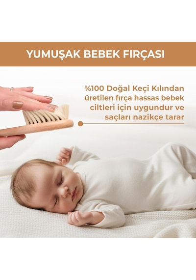 Pikas İsime Özel Ahşap Anne-Bebek Anı Küpü Ve Doğal Keçi Kılı Bebek Tarağı Lazer Kazımalı, Boyasız, Y Genel