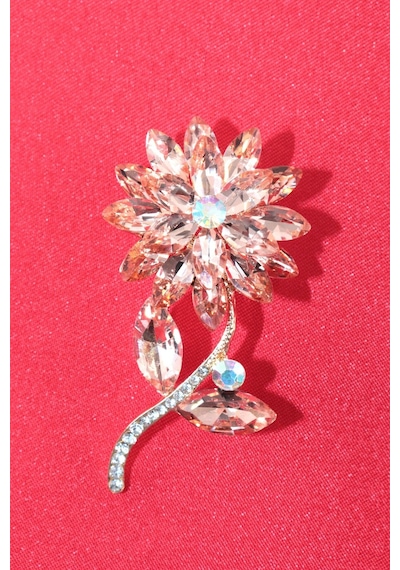 Manevi Huzurun Simgesi Lotus Çiçeği Broş Kristal Taşlı Gold Çiçekli Kadın Yaka İğnesi Çok renkli