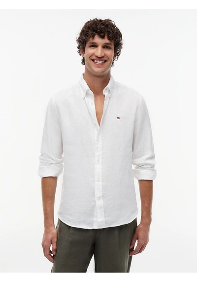 Tommy Hilfiger Mw0mw41530 Pigment Dyed Li Solid Rf Erkek Gömlek Beyaz