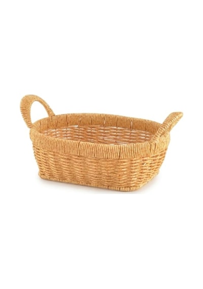 Tr El Yapımı Doğal Hasır Sepet - Örgü Kulplu Oval Çok Amaçlı Düzenleyici Ve Sunumluk 26x20x9.50 Cm Diğer