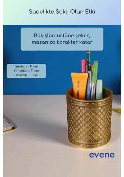 Kalemlik Masa Kalemliği Organizer Kalemlik Altın Eskitme Renk Model 90 Çok Renkli