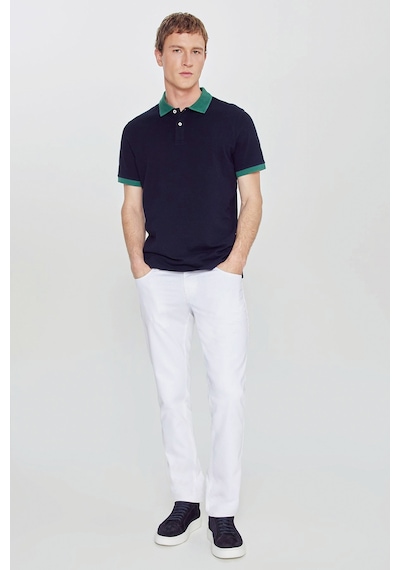 Erkek Lacıvert-yesıl %100 Pamuk Slim Fit Dar Kesim Polo Yaka Tişört Lacıvert-yesıl