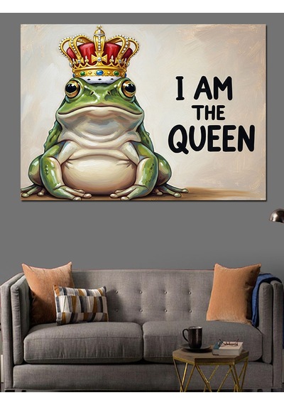 I Am The Queen Kurbağa Dekoratif Kanvas - Mdf Ahşap Tablo