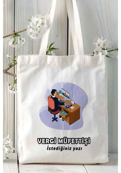 Art Hediye Vergi Müfettişi Baskılı Bez Omuz Çantası Kişiye Özel Model 5 Çok Renkli