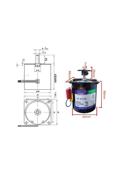 68 Ktyz 28w 10 Rpm Redüktörlü Ac Senkron Motor